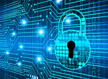 Sayısal arkaplan ve siber güvenlik konusunda kapatılmış asma kilit