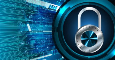 Sayısal arkaplan ve siber güvenlik konusunda kapatılmış asma kilit