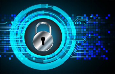 Sayısal arkaplan ve siber güvenlik konusunda kapatılmış asma kilit