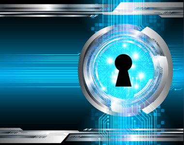 anahtar deliği ile arkaplan vektör illüstrasyonu, dijital güvenlik kavramı