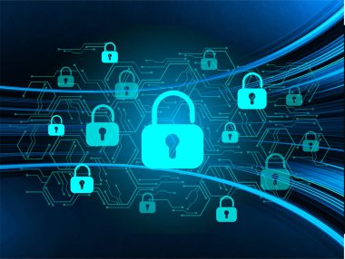 Sayısal arkaplanda kapatılmış asma kilitler, siber güvenlik