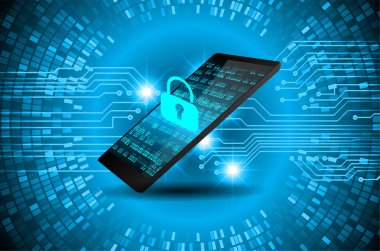 Sayısal arkaplan ve siber güvenlik konusunda kapatılmış asma kilit