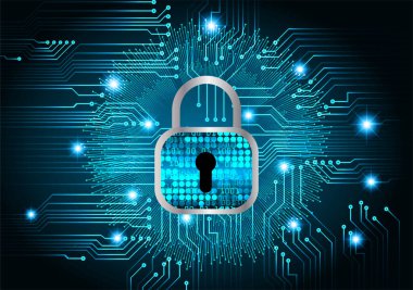 Sayısal arkaplan ve siber güvenlik konusunda kapatılmış asma kilit