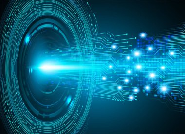 Mavi göz siber devre gelecekteki teknoloji konsepti