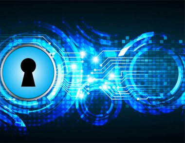 anahtar deliği ile arkaplan vektör illüstrasyonu, dijital güvenlik kavramı