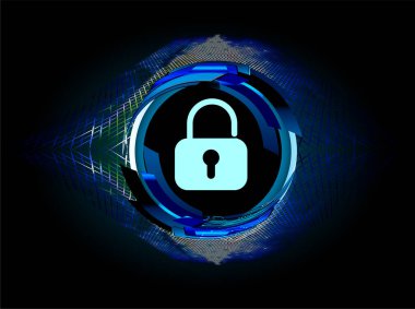 Sayısal arkaplan ve siber güvenlik konusunda kapatılmış asma kilit