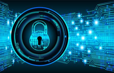 Sayısal arkaplan ve siber güvenlik konusunda kapatılmış asma kilit