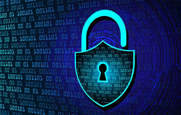 Sayısal arkaplan ve siber güvenlik konusunda kapatılmış asma kilit