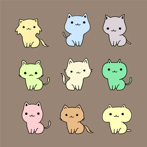 Ensemble Chats Mignons Illustration Vectorielle — Image vectorielle