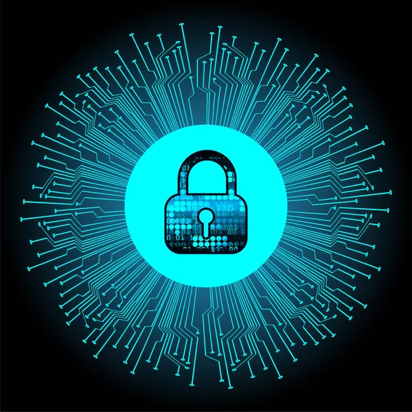 Closed Padlock Digital Background Cyber Security — Stock Vector