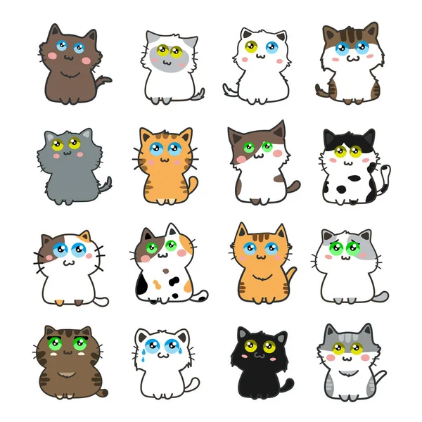 Ensemble Chats Mignons Illustration Vectorielle — Image vectorielle