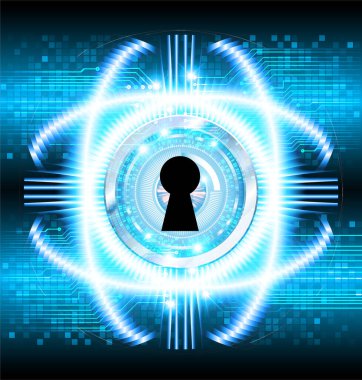 anahtar deliği ile arkaplan vektör illüstrasyonu, dijital güvenlik kavramı