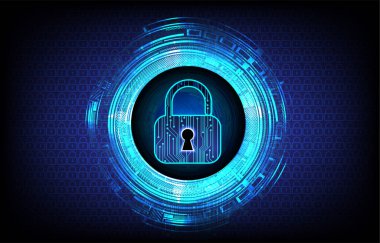 Sayısal arkaplan ve siber güvenlik konusunda kapatılmış asma kilit