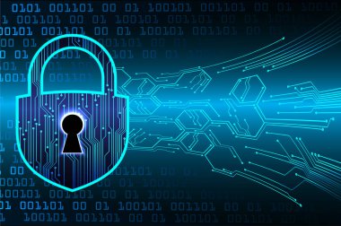 Sayısal arkaplan ve siber güvenlik konusunda kapatılmış asma kilit