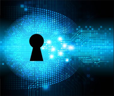 anahtar deliği ile arkaplan vektör illüstrasyonu, dijital güvenlik kavramı