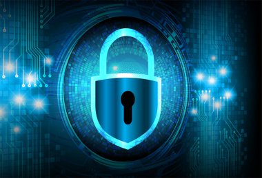 Sayısal arkaplan ve siber güvenlik konusunda kapatılmış asma kilit