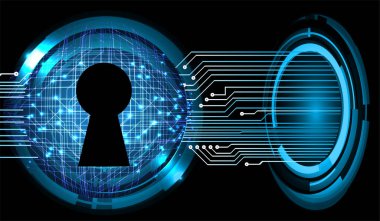 anahtar deliği ile arkaplan vektör illüstrasyonu, dijital güvenlik kavramı