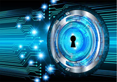 anahtar deliği ile arkaplan vektör illüstrasyonu, dijital güvenlik kavramı