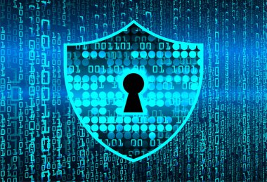 anahtar deliği ile arkaplan vektör illüstrasyonu, dijital güvenlik kavramı