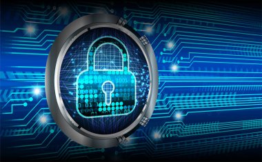 Sayısal arkaplan ve siber güvenlik konusunda kapatılmış asma kilit