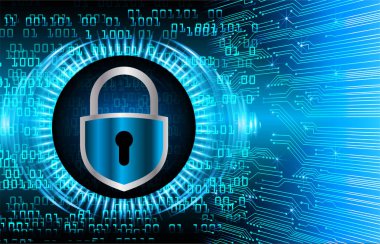 Sayısal arkaplan ve siber güvenlik konusunda kapatılmış asma kilit