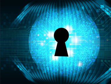 anahtar deliği ile arkaplan vektör illüstrasyonu, dijital güvenlik kavramı