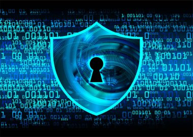 Sayısal arkaplan ve siber güvenlik konusunda kapatılmış asma kilit