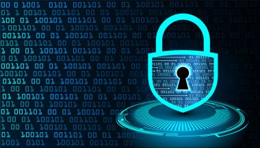 Sayısal arkaplan ve siber güvenlik konusunda kapatılmış asma kilit