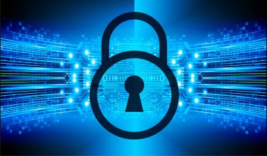 Sayısal arkaplan ve siber güvenlik konusunda kapatılmış asma kilit