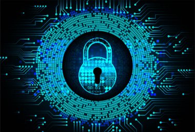 Sayısal arkaplan ve siber güvenlik konusunda kapatılmış asma kilit