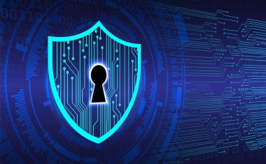 anahtar deliği ile arkaplan vektör illüstrasyonu, dijital güvenlik kavramı