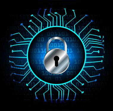 Sayısal arkaplan ve siber güvenlik konusunda kapatılmış asma kilit