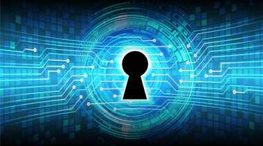 anahtar deliği ile arkaplan vektör illüstrasyonu, dijital güvenlik kavramı