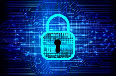 Sayısal arkaplan ve siber güvenlik konusunda kapatılmış asma kilit
