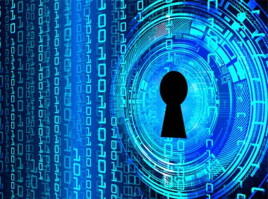 anahtar deliği ile arkaplan vektör illüstrasyonu, dijital güvenlik kavramı