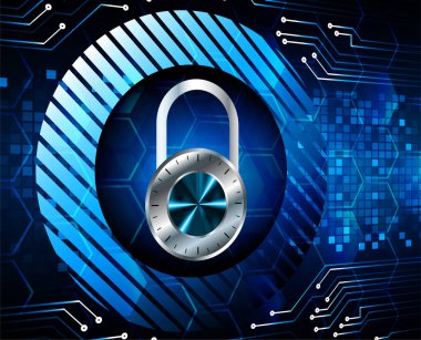 Sayısal arkaplan ve siber güvenlik konusunda kapatılmış asma kilit