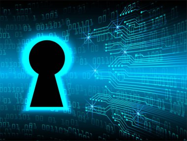 anahtar deliği ile arkaplan vektör illüstrasyonu, dijital güvenlik kavramı