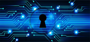 anahtar deliği ile arkaplan vektör illüstrasyonu, dijital güvenlik kavramı