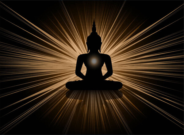 meditating buddha silhouette in lotus position