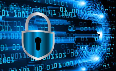 Sayısal arkaplan ve siber güvenlik konusunda kapatılmış asma kilit
