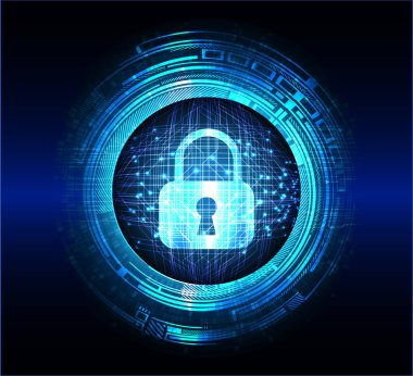 Sayısal arkaplan ve siber güvenlik konusunda kapatılmış asma kilit