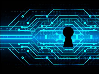 anahtar deliği ile arkaplan vektör illüstrasyonu, dijital güvenlik kavramı