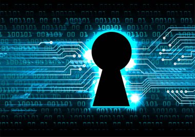 anahtar deliği ile arkaplan vektör illüstrasyonu, dijital güvenlik kavramı