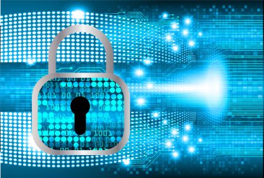 Sayısal arkaplan ve siber güvenlik konusunda kapatılmış asma kilit