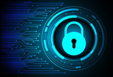 Sayısal arkaplan ve siber güvenlik konusunda kapatılmış asma kilit