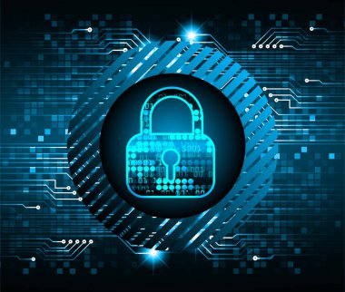Sayısal arkaplan ve siber güvenlik konusunda kapatılmış asma kilit