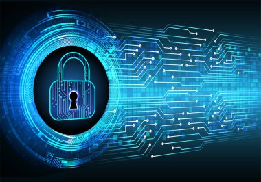 Sayısal arkaplan ve siber güvenlik konusunda kapatılmış asma kilit