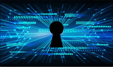 anahtar deliği ile arkaplan vektör illüstrasyonu, dijital güvenlik kavramı