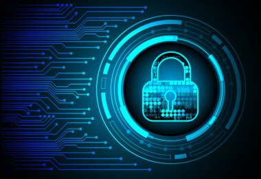 Sayısal arkaplan ve siber güvenlik konusunda kapatılmış asma kilit