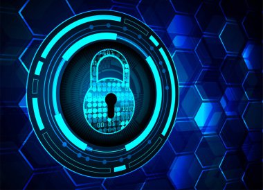 Sayısal arkaplan ve siber güvenlik konusunda kapatılmış asma kilit